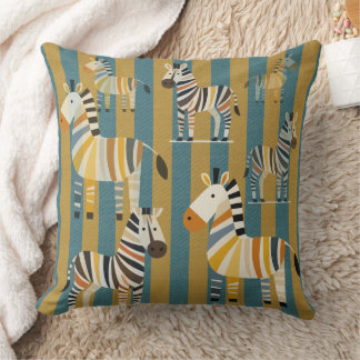 Striped Zebra Kids Throw Pillow Kissen