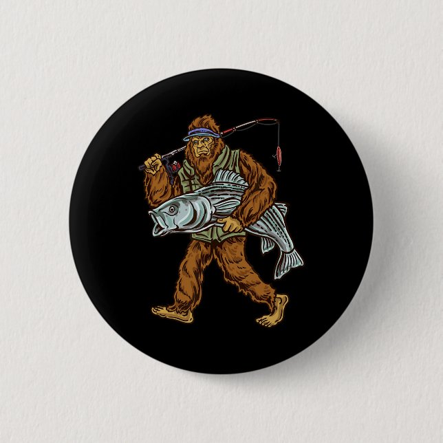 Striper-Angeln Bigfoot Gestreifter B Fischer  Button (Vorderseite)
