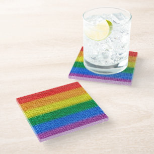 Stripes aus Stricken mit Regenbogenfarben nahtlos Glasuntersetzer