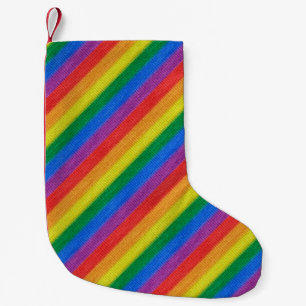 Stripes aus Stricken mit Regenbogenfarben nahtlos  Kleiner Weihnachtsstrumpf