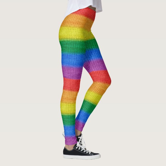 Stripes aus Stricken mit Regenbogenfarben nahtlos  Leggings (Rechts)