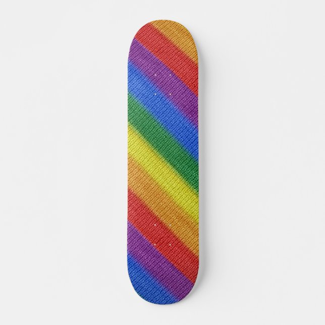Stripes aus Stricken mit Regenbogenfarben nahtlos  Skateboard (Vorne)