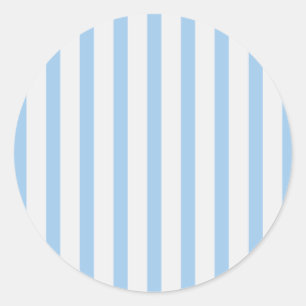 Stripes BabyBlue & White Runder Aufkleber