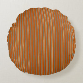 Stripes Beige Orange Rundes Kissen