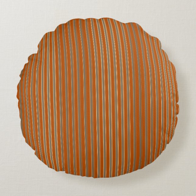 Stripes Beige Orange Rundes Kissen (Vorderseite)