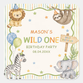 Stripes Calling All Party Animals Safari Quadratischer Aufkleber