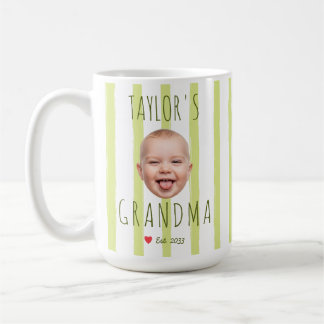 Stripes Custom Photo & Name Baby Face Grandma Kaffeetasse