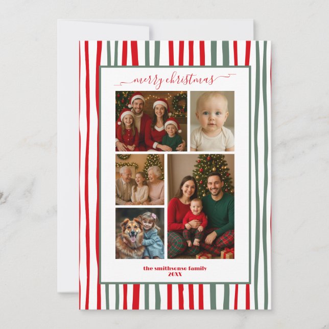 Stripes-Familienfoto Frohe Weihnachten (Vorderseite)