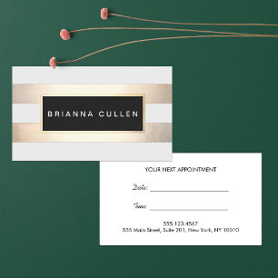 Stripes FAUX Gold Foil and Black Salon Appointment Terminkarte
