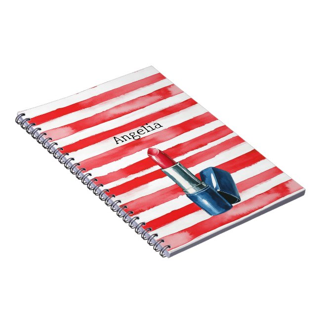 Stripes French Riviera roter Lippenstift Notizblock (Rechte Seite)
