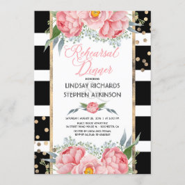 Stripes Gold Confetti Rosa Probe Abendessen Einladung