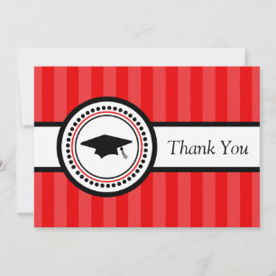 Stripes Graduation Cap Danke Karte (rot)