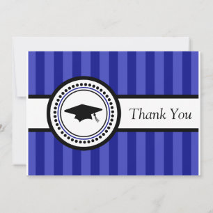 Stripes Graduation Cap Dankeschön Karte (Navy Blue