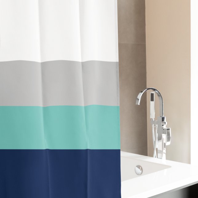 Stripes, grau, Aquamarin Duschvorhang (Von Creator hochgeladen)