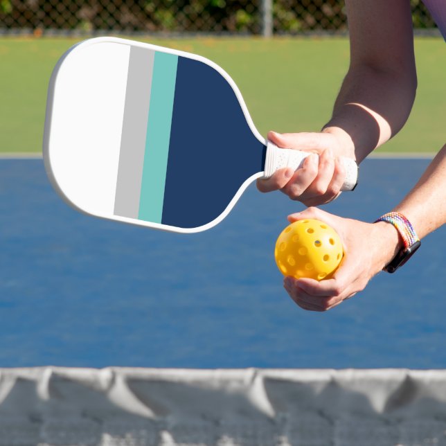 Stripes, grau, Aquamarin Pickleball Schläger (InSitu)