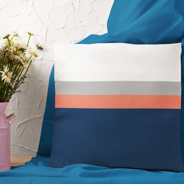 Stripes, grau-korallenfarbene Streifen Kissen (Von Creator hochgeladen)