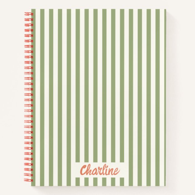 Stripes Green Red Retro Calligraphy Notizbuch (Vorderseite)