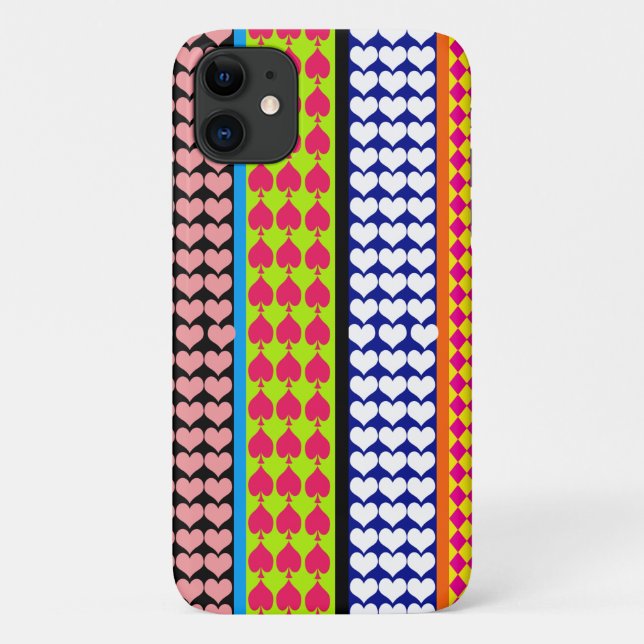 Stripes Hearts Diamonds Boho Mischdesign Case-Mate iPhone Hülle (Rückseite)