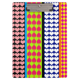 Stripes Hearts Diamonds Boho Mischdesign Klemmbrett