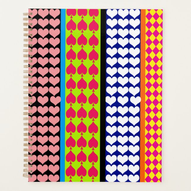 Stripes Hearts Diamonds Boho Mischdesign Planer (Vorderseite)