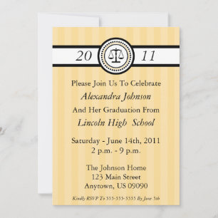 Stripes Law School Graduation Invitations (Gold) Einladung