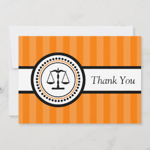 Stripes Legal Scales Dankeschön Card (Orange) Dankeskarte