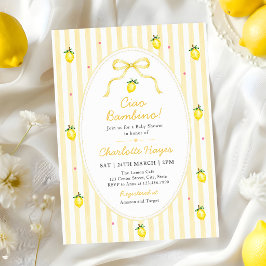 Stripes Lemon Ciao Bambino Babyparty Einladung