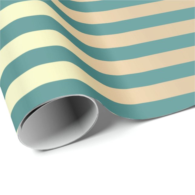 Stripes Lines Minimal Champaigne Aquamarines Wasse Geschenkpapier (Rolleneckpunkt)