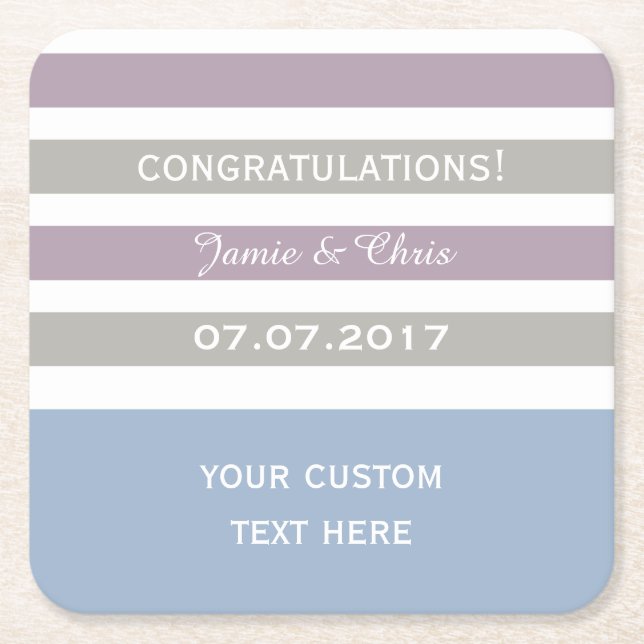 Stripes Muster benutzerdefinierte Monogramm-Unters Rechteckiger Pappuntersetzer (Vorderseite)