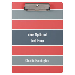Stripes-Muster-individuelle Name-Zwischenablage Klemmbrett