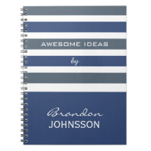 Stripes Muster kundenspezifisches Monogramm-Notebo