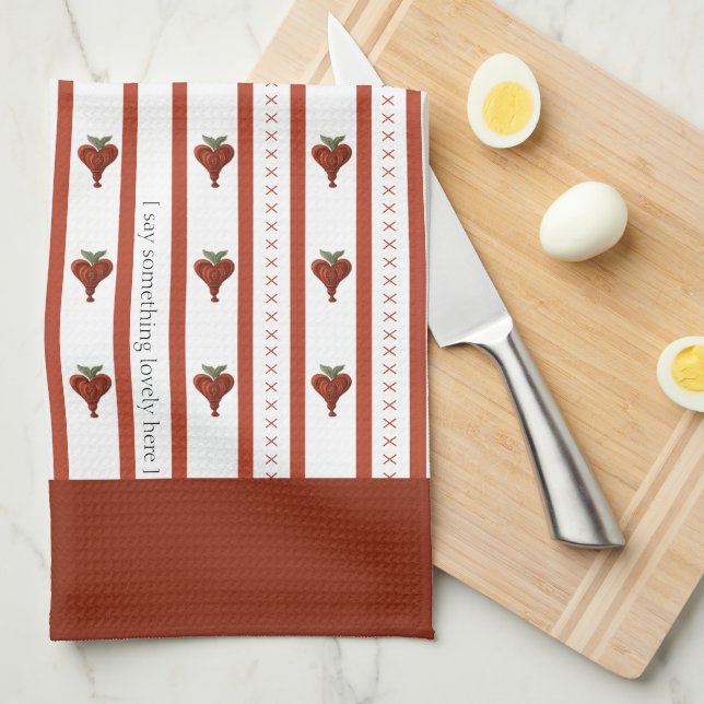 Stripes of Hearts Geschirrtuch (Viertel Falte)