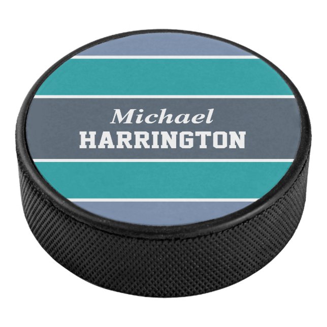 Stripes Pattern individuelle Name Hockey Puck (3/4)