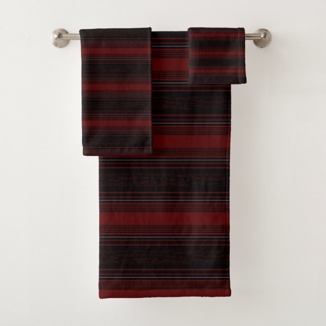 Stripes Red Black Badehandtuch Set (Insitu)