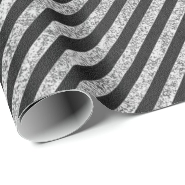 Stripes Schwarz-weiß Lines Chalkboard Elegante Geschenkpapier (Rolleneckpunkt)