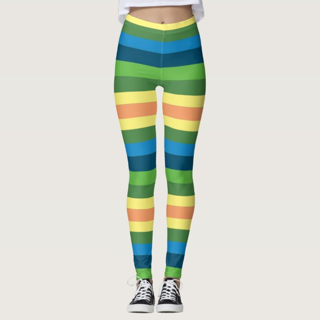 Stripes Summer Fashion Custom Leggings (Vorderseite)