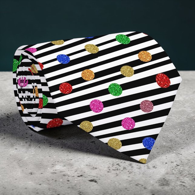 Stripes with Colorful Circles Necktie Krawatte (Von Creator hochgeladen)