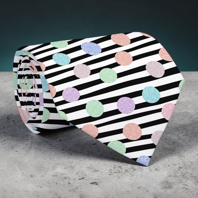 Stripes with Pastel Colorful Circles Necktie Krawatte (Von Creator hochgeladen)