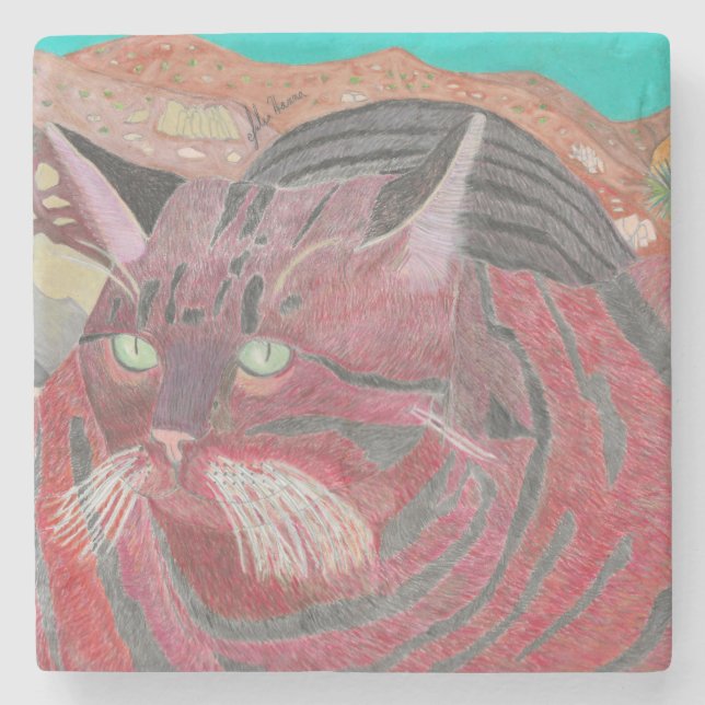 Stripey Cat beim Joshua Tree Untersetzer (Vorderseite)