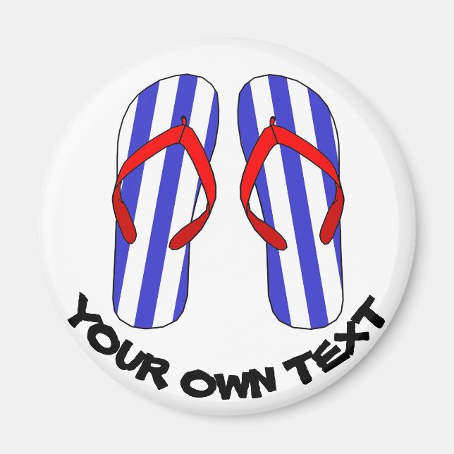 Stripey Flip Flops Strandsandles benutzerdefiniert Magnet (Vorne)