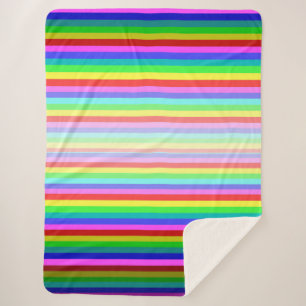 Stripey Multicolored Sherpa Blanket 60"x 80" Sherpadecke