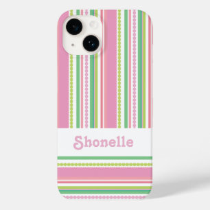 Stripey-Perlen - Pink-Name-iPhone-Gehäuse Case-Mate iPhone 14 Hülle