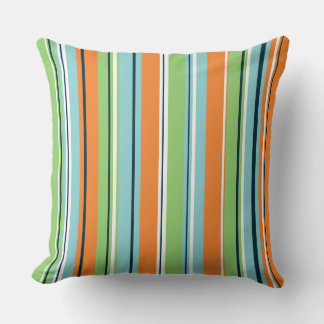 Stripey Vertical Design Green Blues Orange & White Kissen