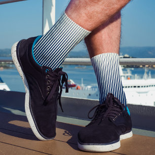 Striping Navy Blue & White Modernes Abstraktes Mus Socken
