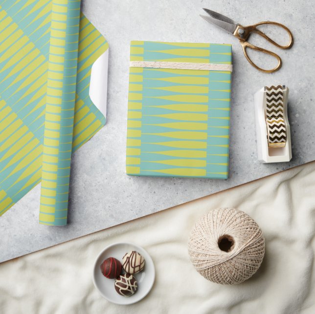 Strippapier für Stripteppiche aus Aqua Chartreuse Geschenkpapier (Kunsthandwerk)