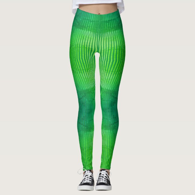 Strippensammlung - fluoreszierende grüne Strumpfho Leggings (Vorderseite)