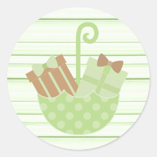 Strippte Green Baby- oder Brautparty-Aufkleber Runder Aufkleber