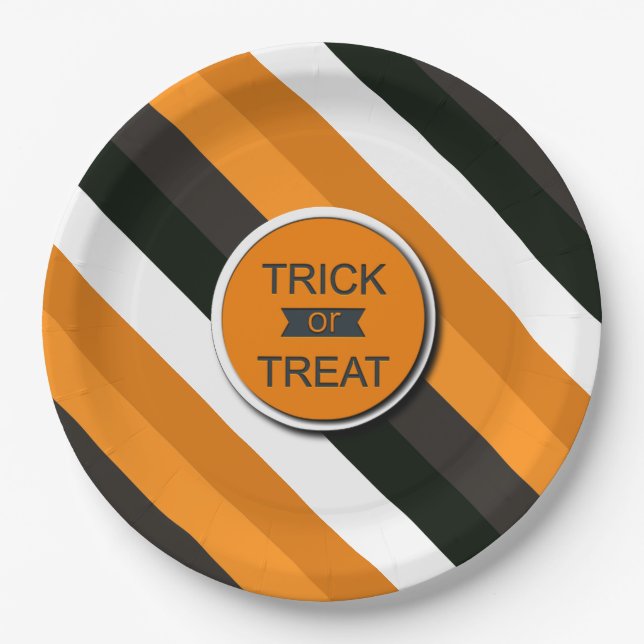 Strippte Papierfräsen 9", Trick oder Bearbeitung Pappteller (Vorderseite)