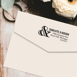 Stripte Ampersand Neu verheiratete Rücksendeadress Permastempel