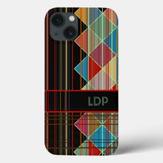Stripte Dreiecksformen mit Initialen auf schwarz Case-Mate iPhone Hülle